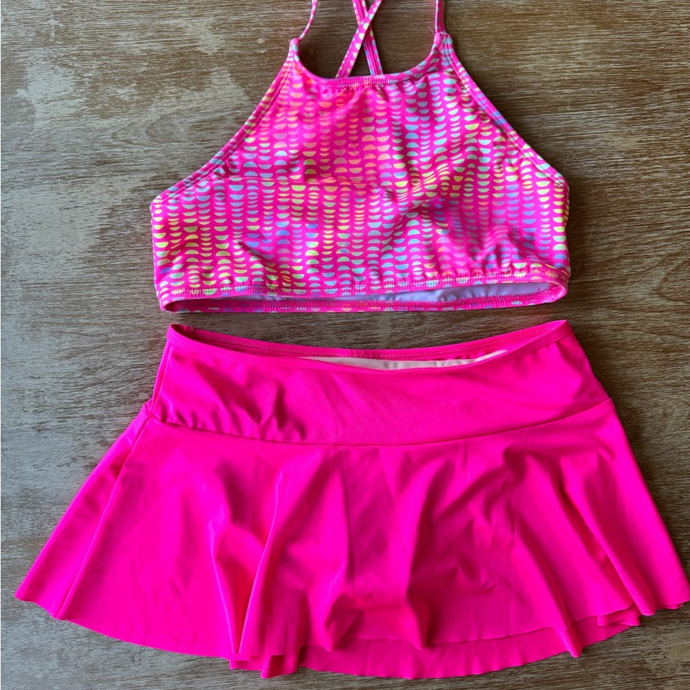NWOT LANDS’ END Girls’ Pink Size 12 Bikini Skirt Swim Sets